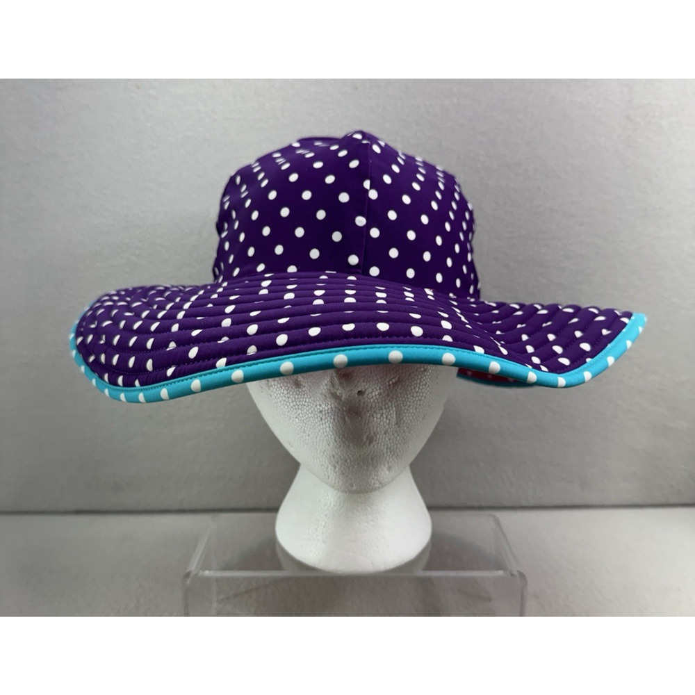 RuffleButts Baby Girl Sun Hat 6-10 Months Purple Pink Polka Dot Wide Brim